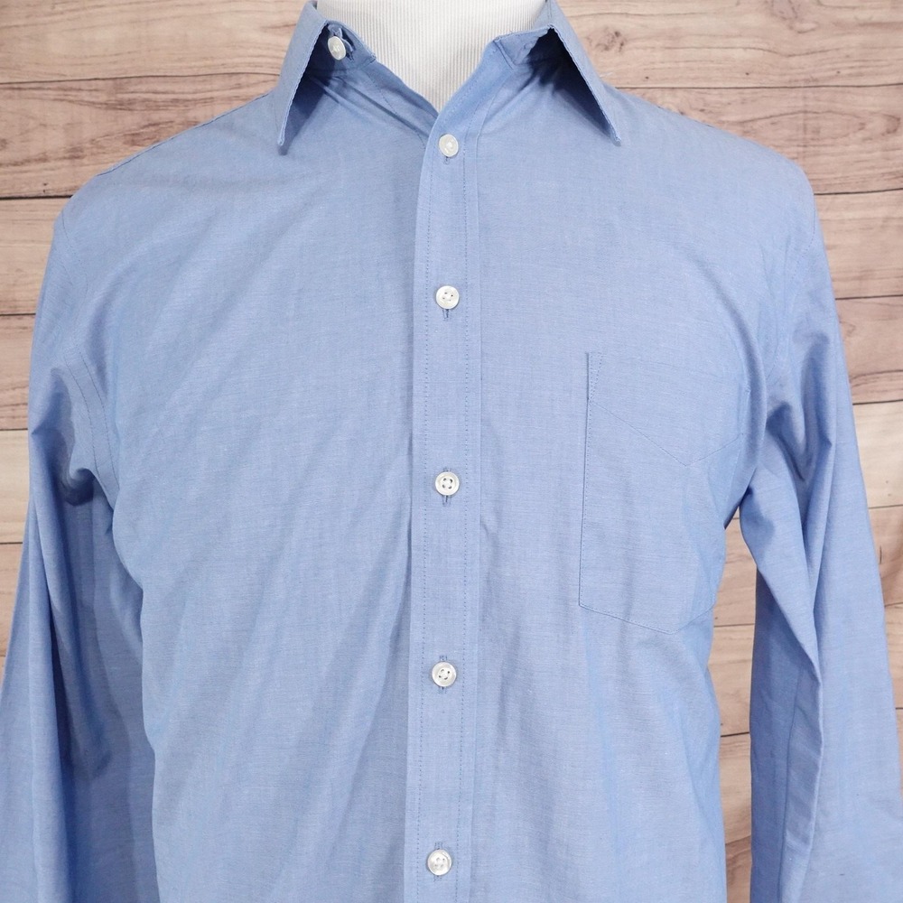 Stafford Dress Shirt Mens 16 34/35 Blue Regular Fit Travel Performance Super
